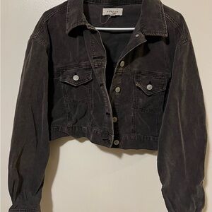 Pac Sun Brown Corduroy Cropped Trucker Jacket Womens M/L